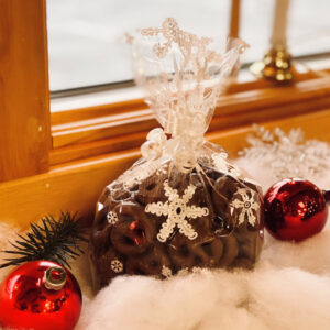 1 Pound Milk Chocolate Mini Pretzels Snowflake Bag | Reppert's Candy