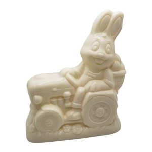 White Chocolate Bunny on Tractor